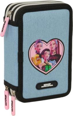 K-POP Demon Hunters - HUNTR/X - Astuccio scuola con 37 utili inclusi, astuccio per bambini, ideale per bambini dai 5 ai 14 anni, comodo e versatile, resistenza, 12,5 x 5,5 x 19,5