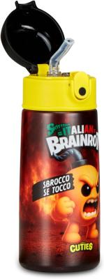 Seven Borraccia Kid Italian Brainrot, Nero, 460 ml, Acciaio Inox, BPA free, Ermetica, Caldo 12h/freddo 24 h, A prova di perdite, Tracolla Inclusa, Scuola, Sport, Viaggio, Bambini, Idea regalo