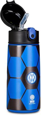 Seven Borraccia Kid INTER, Nero, 460 ml, Acciaio Inox, BPA free, Ermetica, Caldo 12h/freddo 24 h, A prova di perdite, Riutilizzabile, Scuola, Sport, Viaggio, Bambino, Idea regalo