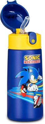 Seven Borraccia Kid Sonic, Blu, 460 ml, Acciaio Inox, BPA free, Ermetica, Caldo 12h/freddo 24 h, A prova di perdite, Riutilizzabile, Scuola, Sport, Viaggio, Bambino, Idea regalo