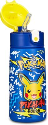 Seven Borraccia Kid Pokemon, Blu, 460 ml, Acciaio Inox, BPA free, Ermetica, Caldo 12h/freddo 24 h, A prova di perdite, Riutilizzabile, Scuola, Sport, Viaggio, Bambino, Bambina, Idea regalo