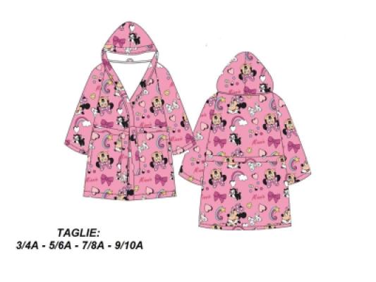 DISNEY ACCAPPATOIO MINNIE IN MICROSPUGNA CON CAPPUCCIO E CINTA KIDS