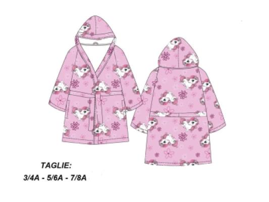 ACCAPPATOIO UNICORNO IN MICROSPUGNA CON CAPPUCCIO E CINTA KIDS