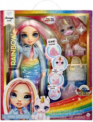 MGA RAINBOW HIGH VESTITO E CAPELLI ARCOBALENO UNICORNO SLIME ACCESSORI