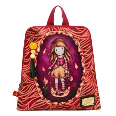 SANTORO GORJUSS LONDON ZAINETTO SPALLA IN NEOPRENE ROSSO CON FIAMME