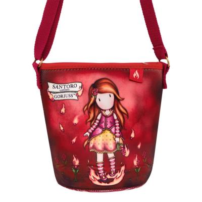 SANTORO GORJUSS LONDON BORSETTA CON TRACOLLA IN NEOPRENE ROSSA CON FIAMME