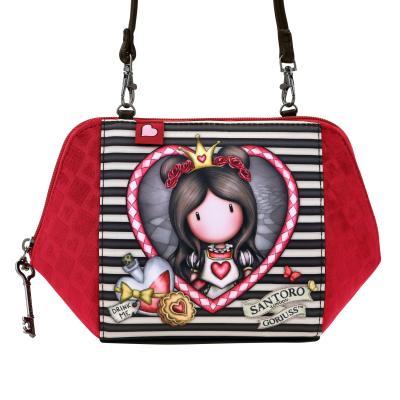 SANTORO GORJUSS LONDON BORSETTA ROSSA DI VELLUTO CON TRACOLLA CUORE