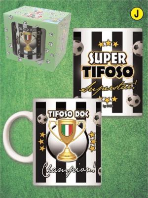 TAZZONE CERAMICA BIANCONERO SUPER TIFOSO MANICO