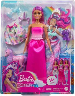 Barbie Dreamtopia - Chelsea Set Dreamtopia 2023, Indossa una gonna con tante stelline abbinata a cerchietto e coda da unicorno, Con 3 diverse aree gioco, Giocattolo per Bambini 3+ Anni,