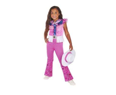 Costume Barbie cowgirl class rosa tuta,cappello 5/6anni (110-116cm)