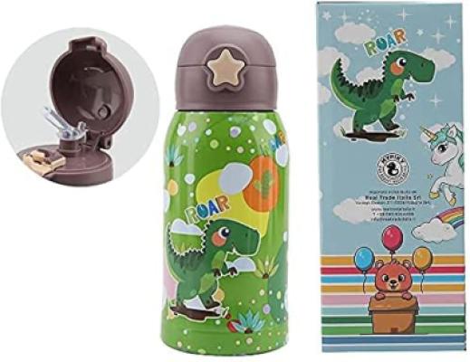 BORRACCIA TERMICA CON CANNUCCIA DINOSAURO 500 ML APERTURA AUTOMATICA