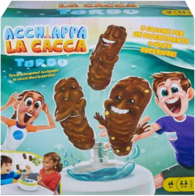 Mattel Games - Acchiappa la Cacca Turbo, gioco per bambini con water giocattolo, 3 pezzi di cacca, 1 dado e istruzioni;, Giocattolo per Bambini 5+ Anni,