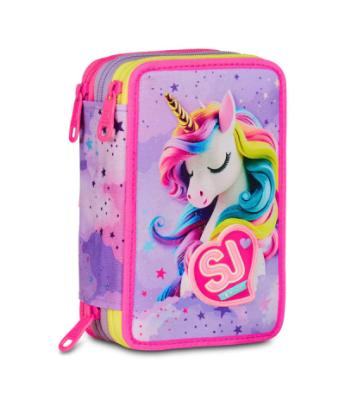 Astuccio Seven SJ 2025/26 unicorno multicolor tre zip completo di materiale scolastico