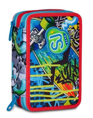 Astuccio Seven SJ 2025/26 skateboard tre zip completo di materiale scolastico