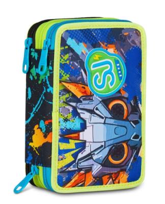 Astuccio Seven SJ 2025/26 drago robot tre zip completo di materiale scolastico