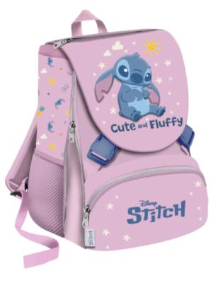 Zaino scuola elementare Disney Stitch rosa 2025/26 con stampa in rilievo, fianchetti estensibili,porta borraccia laterale schienale imbottito