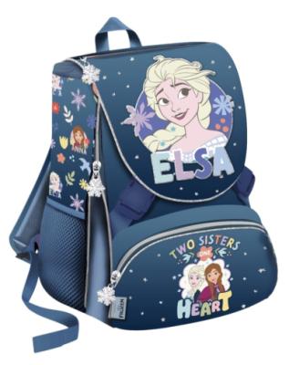 Zaino scuola elementare Disney Frozen elsa 2025/26 con stampa in rilievo, fianchetti estensibili,porta borraccia laterale schienale imbottito