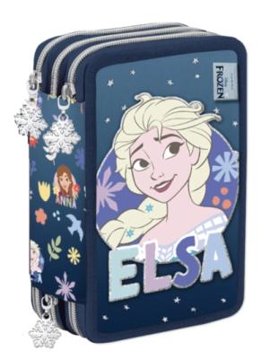 Astuccio Disney Frozen elsa 2025/26 tre zip completo di materiale scolastico