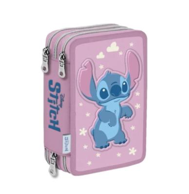 Astuccio Disney Stitch 2025/26 tre zip completo di materiale scolastico