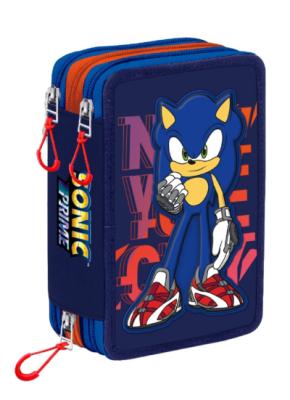 Astuccio Sonic prime 2025/26 tre zip completo di materiale scolastico
