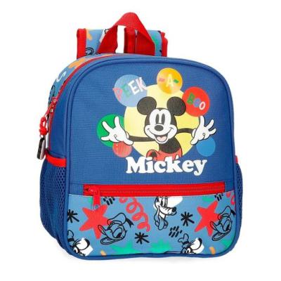 Joumma bags Zaino Disney topolino azzurro rosso 23 cm x 25 cm x 10 cm realizzato in poliestere. Due tasche laterali per borraccia, piccoli accessori e il pranzo.