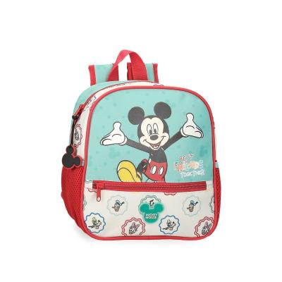 Joumma bags Zaino Disney topolino verde rosso 23 cm x 25 cm x 10 cm realizzato in poliestere. Due tasche laterali per borraccia, piccoli accessori e il pranzo.