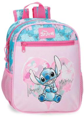 Joumma bags Zaino Disney Stitch rosa love you 23 cm x 28cm x 10 cm realizzato in poliestere. Due tasche laterali e tasca per riporre la bottiglia d'acqua, piccoli accessori e il pranzo,tasca frontale