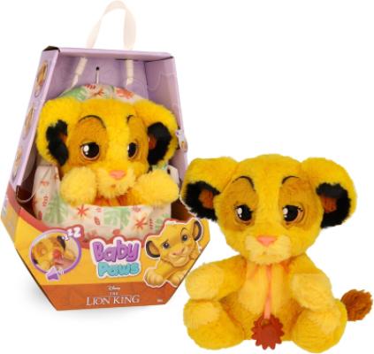 BABY PAWS Simba, Cucciolo Interattivo di Peluche per Bambini con Suoni che Apre e Chiude gli Occhi, include una Borsetta-Copertina, Giocattolo