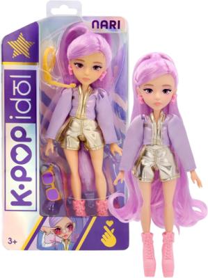 K-POP IDOL Bambola Nari Bambole alla moda Stile K-Pop Power Idol, capelli lavanda. 3 accessori per creare outfit Età 3+