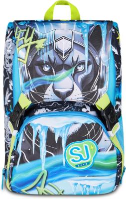 SJ GANG STYLE JAM GANG Zaino Scuola Estensibile Big GLACE PANTHER BOY, Celeste, 24 L, Zip laterali, Maxi ali estraibili lateralmente, Tasca portaborraccia, Scuola elementare e media, Bambino, Ragazzo
