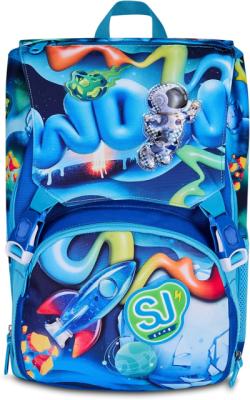 SJ GANG STYLE JAM GANG Zaino Scuola Estensibile SPACE RIDE, Blu, 24L, Zip Laterali, Ali missile a scomparsa, Applicazione astronauta 3D, Tasca frontale, Tasca portaborraccia, Scuola elementare,Bambino