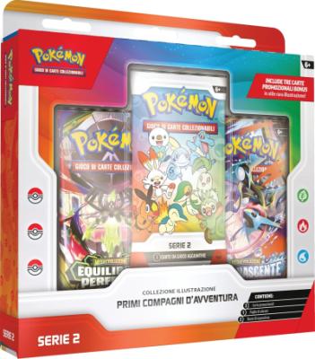 Pokémon: collezione illustrazione Primi compagni d’avventura - Serie 2 del GCC (3 carte promozionali, 2 buste di espansione e 1 foglio di adesivi), Edizione in Italiano