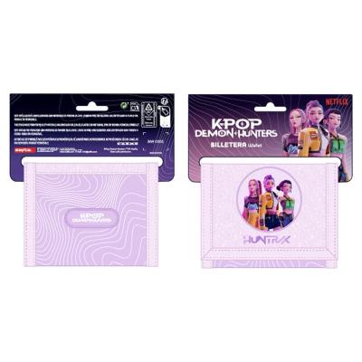 Portafoglio per bambini K-Pop Demon Hunters con chiusura in velcro scritta HUNTRIX